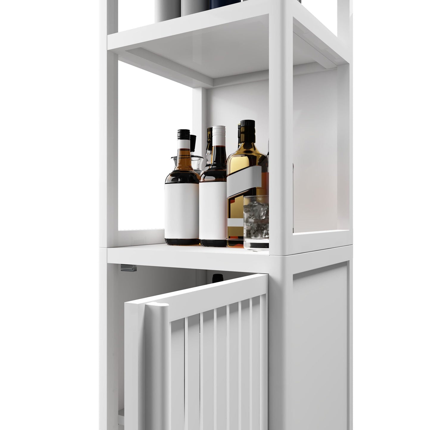 Storage Cabinet With Tall Tower, Multifunctional For Bathroom