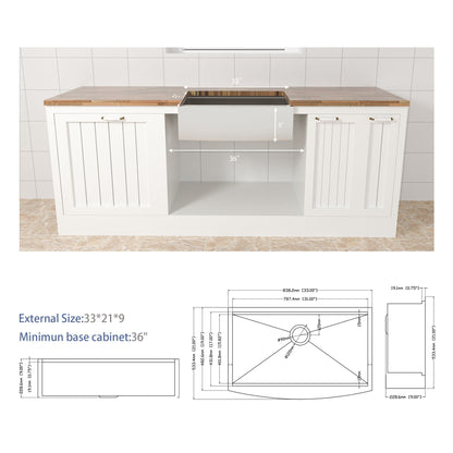 Classic Ceramic Farmhouse Sink Workstation Single Bowl With Durable Finish