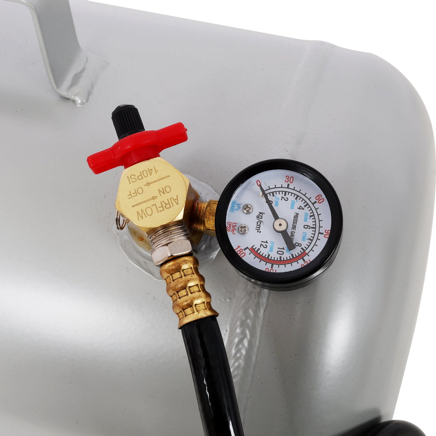 Portable 5 Gallon Aluminum Air Tank with Pressure Gauge and Hose