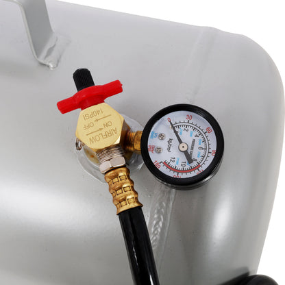 Portable 5 Gallon Aluminum Air Tank with Pressure Gauge and Hose