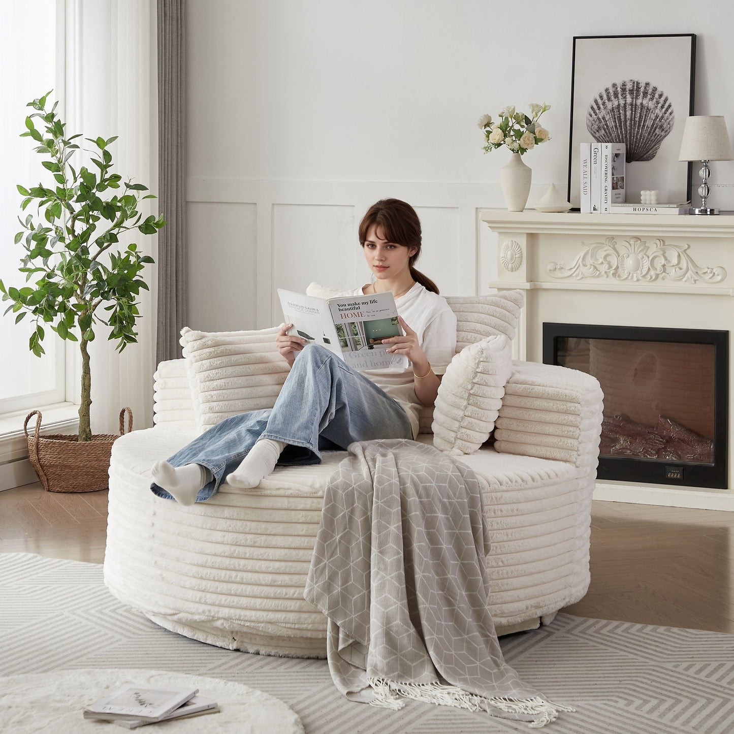 Swivel Chair With 360° Rotation For Living Room