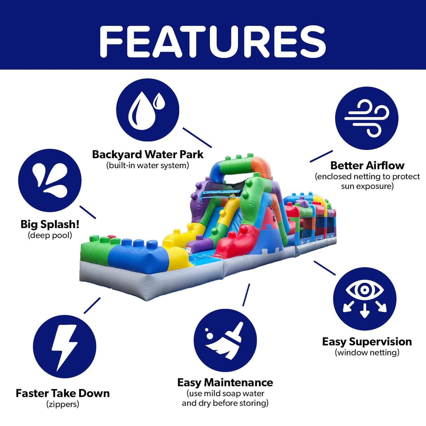 42FT Commercial Inflatable Obstacle Course With Dual Water Slide (SAK31587)