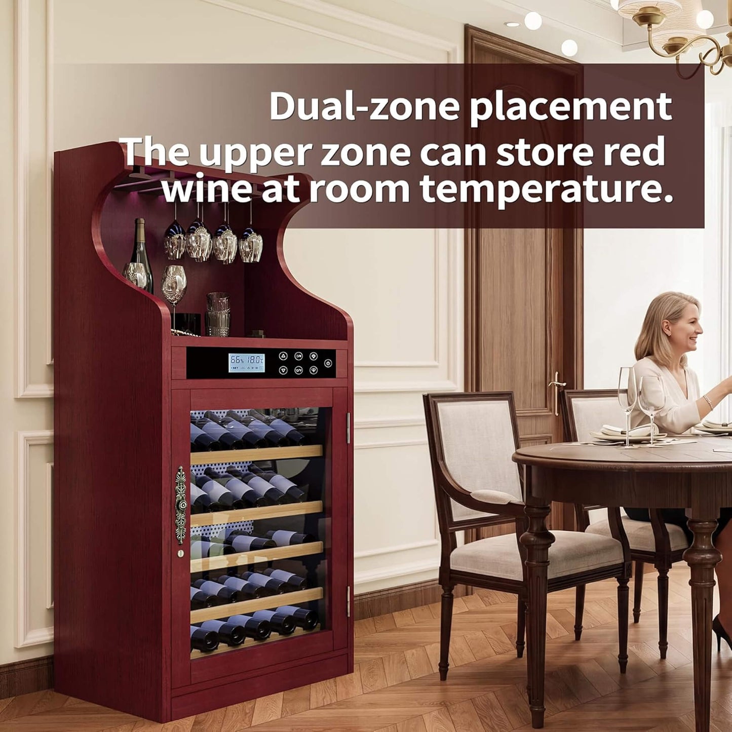 Nuvia Luxury 43-Bottle Freestanding Low Noise Wine Cooler Cabinet (SAK56084)