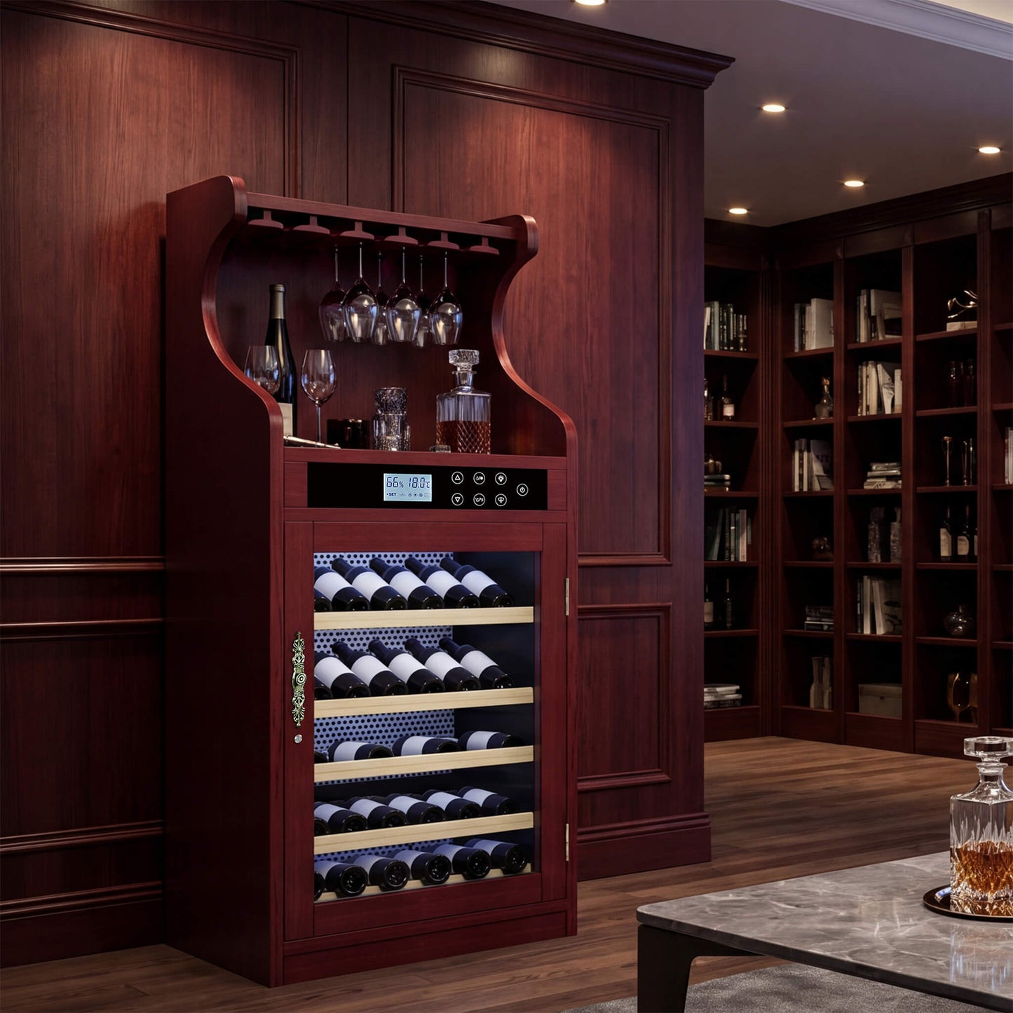 Nuvia Luxury 43-Bottle Freestanding Low Noise Wine Cooler Cabinet (SAK56084)