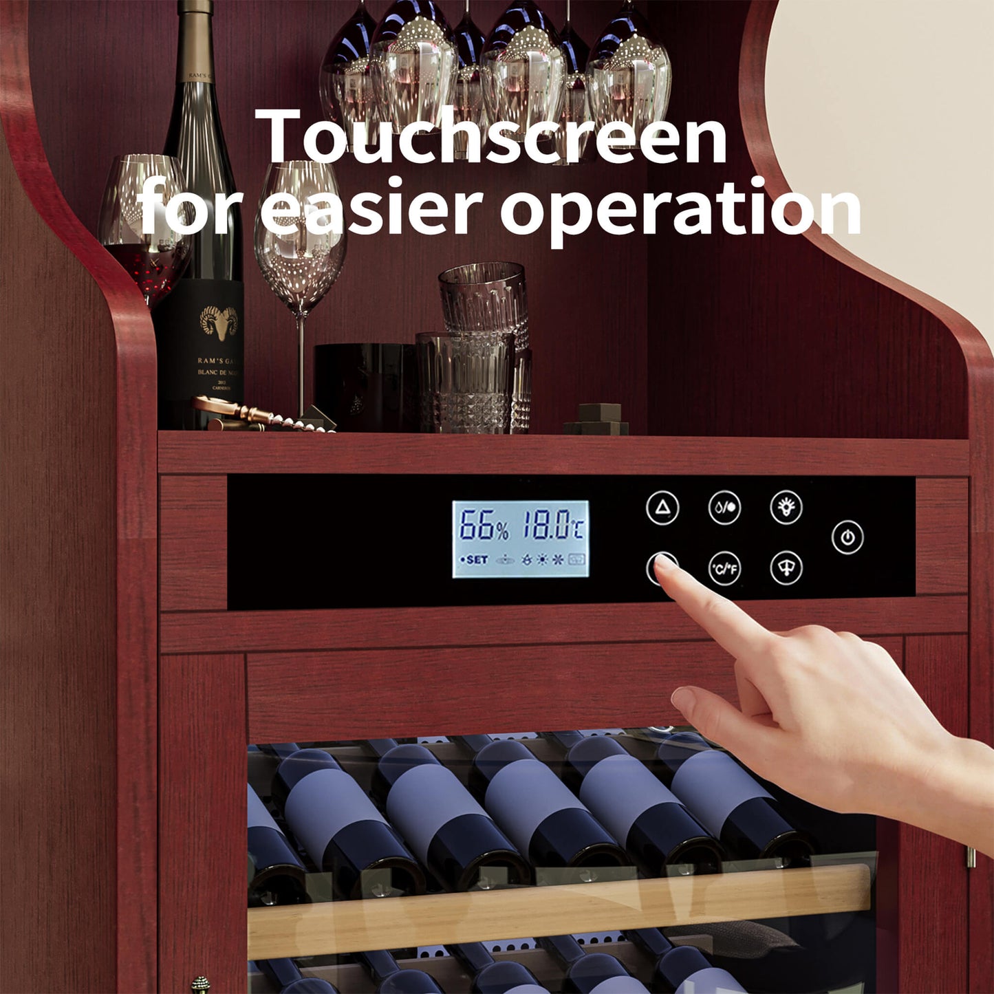 Nuvia Luxury 43-Bottle Freestanding Low Noise Wine Cooler Cabinet (SAK56084)