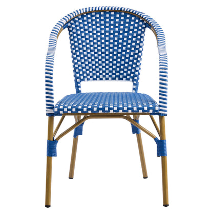 Outdoor Bistro Chairs Set of 2 with Aluminum Frame and PP Rattan