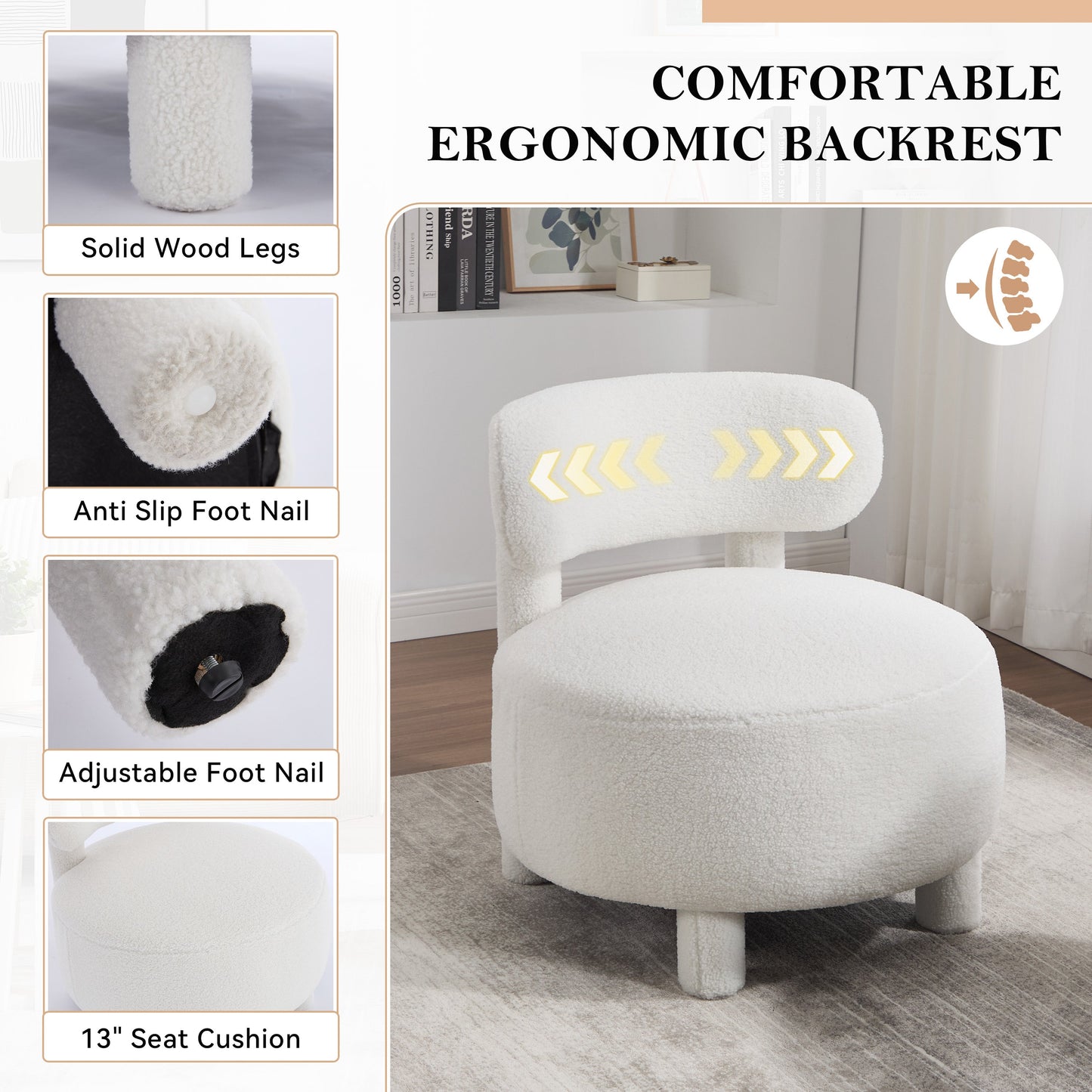 Teddy Fabric Armless Accent Chair