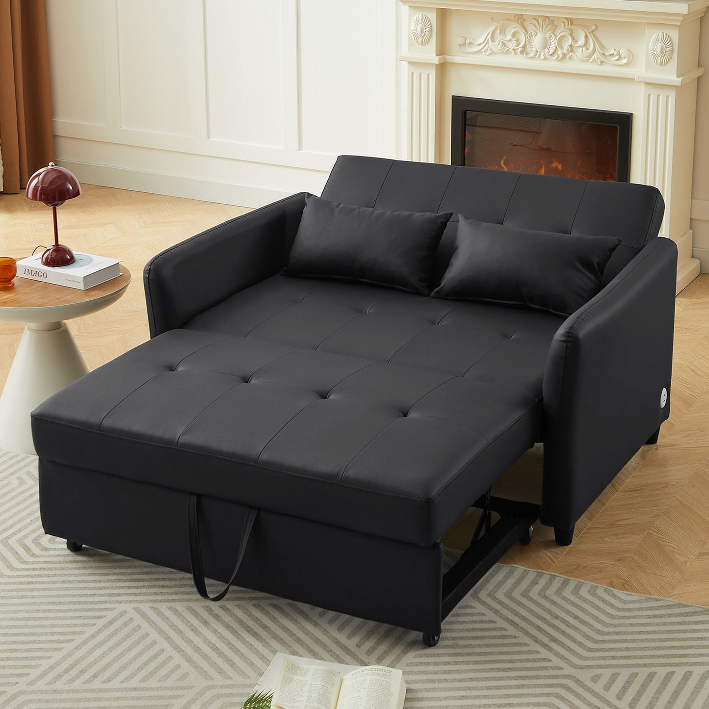 Convertible Sleeper Sofa Bed With 3 USB Ports