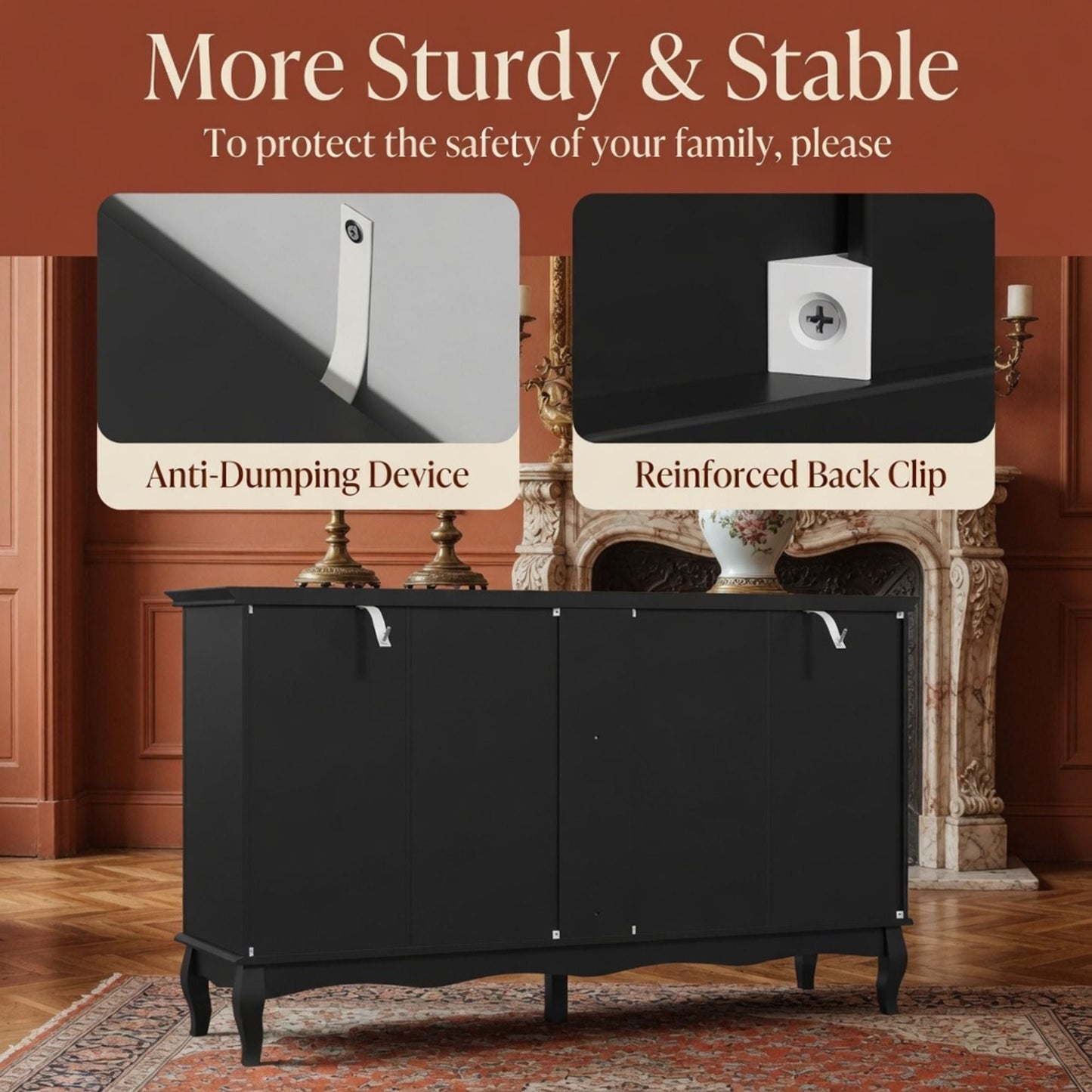 7 Drawer Dresser, Storage Chest - Black