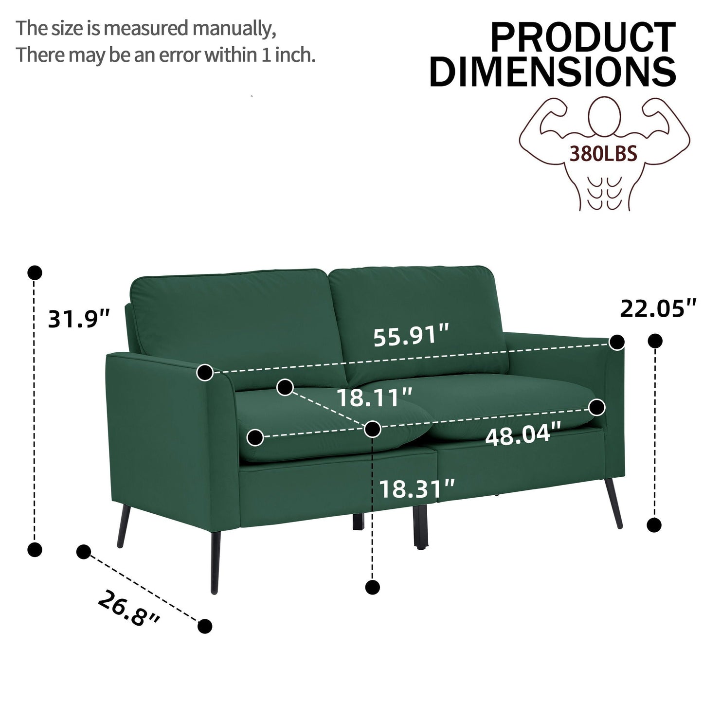 Upholstered Loveseat, For Living Room