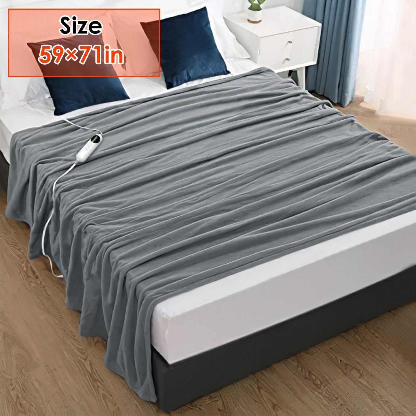 Electric Heated Throw Flannel Heated Blanket with 10 Heat Settings Auto off Washable for Home Office Usage 59x71in