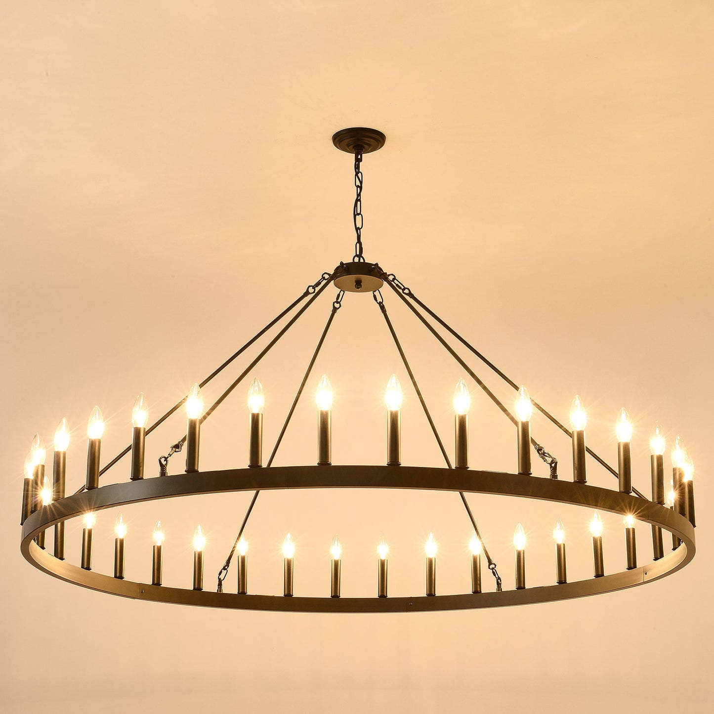 59.1 Inch 36-Light Wagon Wheel Chandelier