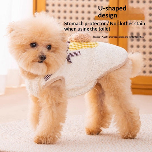 Cute Autumn Winter Dog Hoodie With A Little Bear Pocket