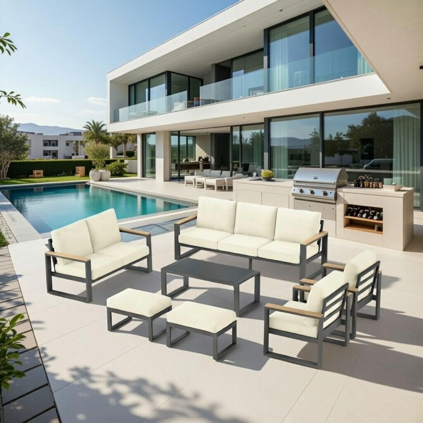 Modern Outdoor Sofa Set With Coffee Table