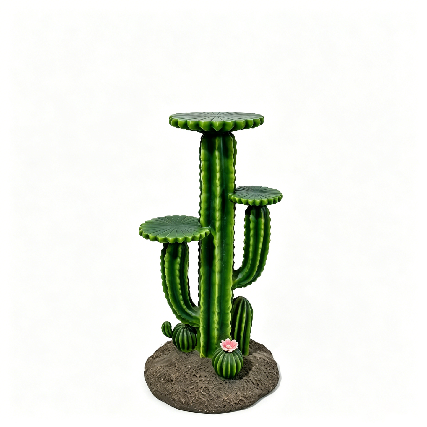 32'' Resin Saguaro Cactus Plant Stand with 3 Display Shelves