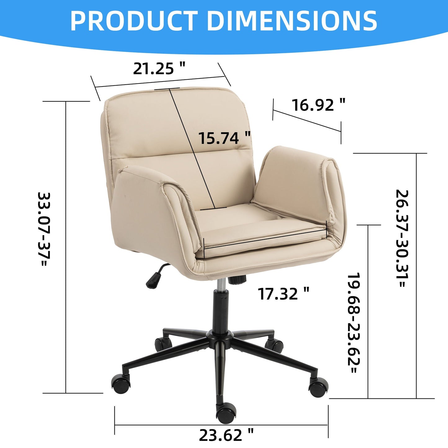 Criss Cross Swivel Desk Chair With Adjustable Armrests & Wheels For Home Office
