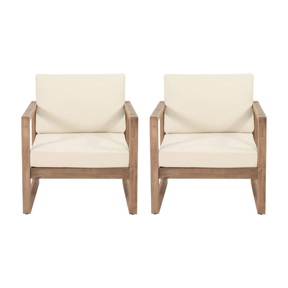 Set of 2 Outdoor Acacia Wood Patio Club Chair