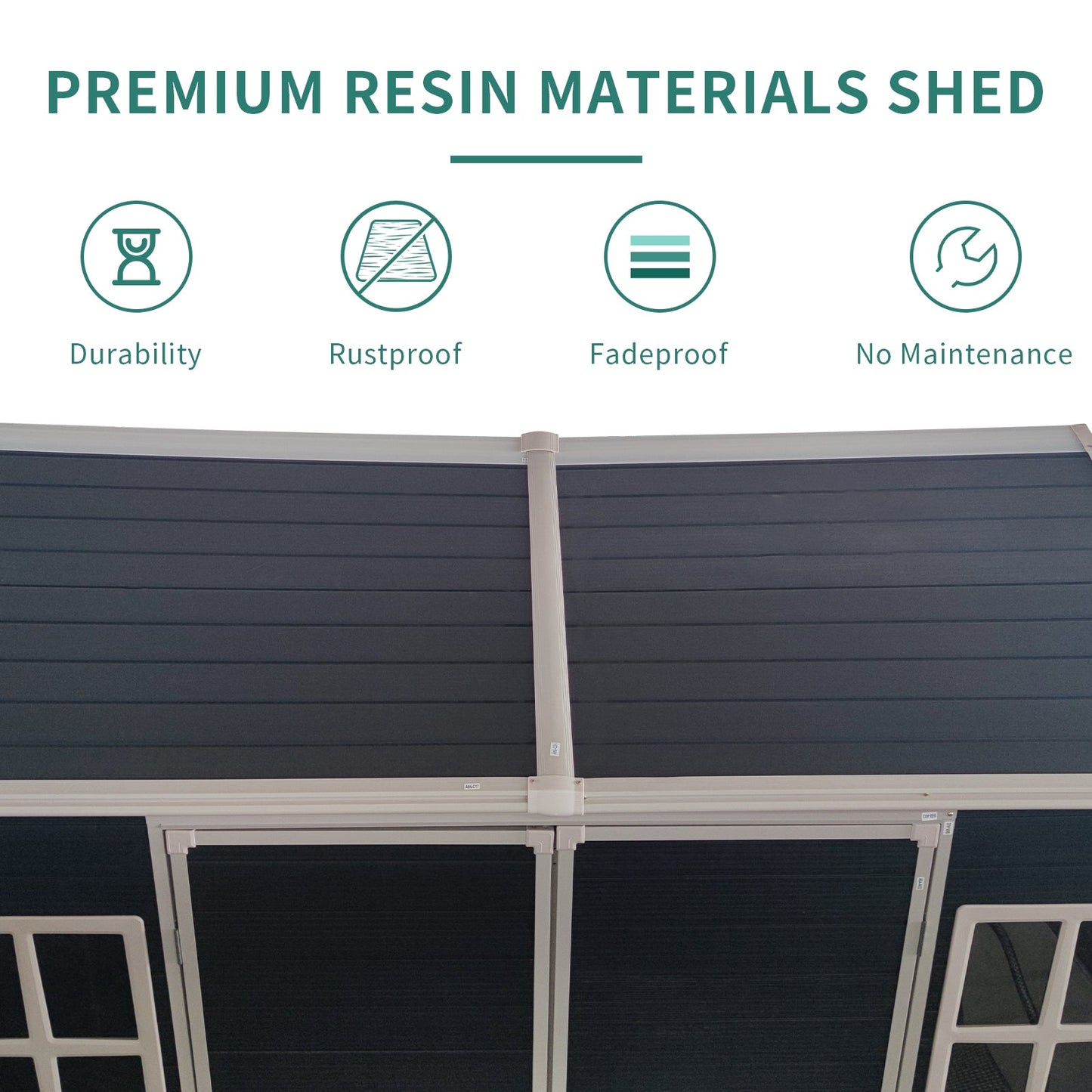 8x4ft Outdoor Resin Garden Shed with Floor and 2 Windows
