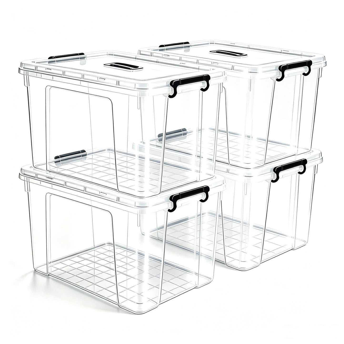 4 Pack 90 QT Plastic Storage Bins with Lids