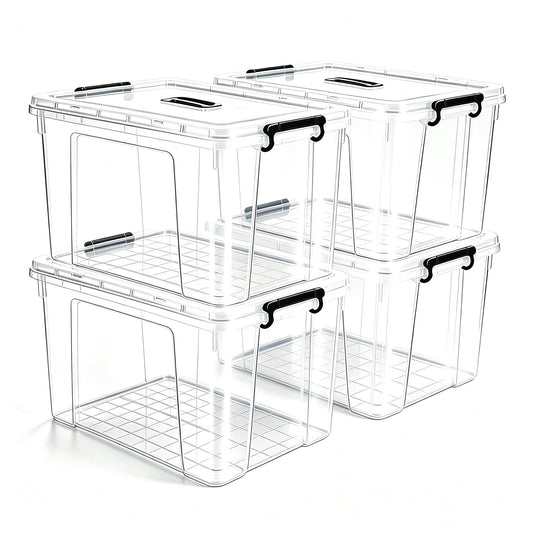 4 Pack 90 QT Plastic Storage Bins with Lids
