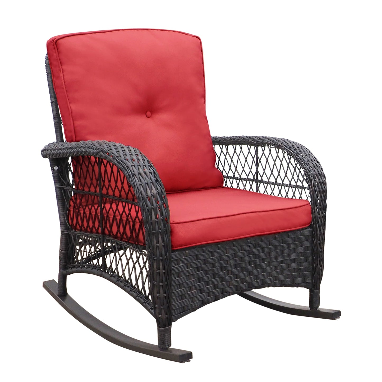 3 Pieces Outdoor Wicker Rocker Patio Bistro Set
