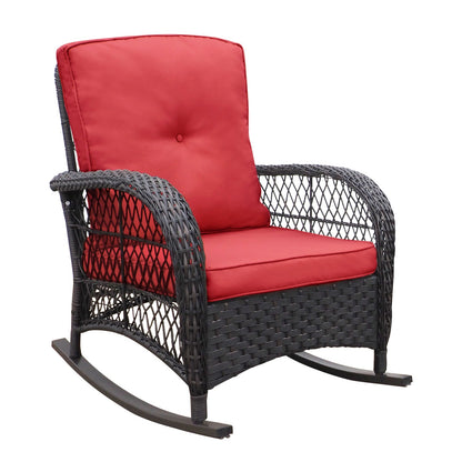 3 Pieces Outdoor Wicker Rocker Patio Bistro Set