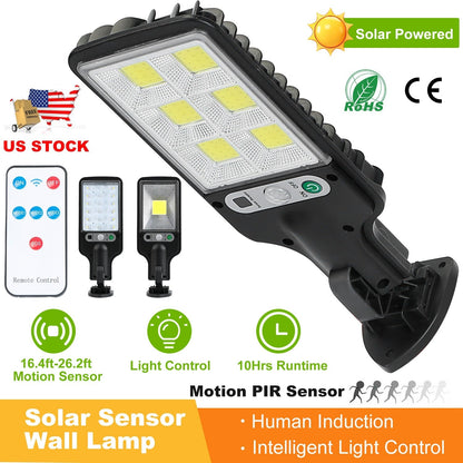 Solar Wall Light Outdoor 30 COB Beads PIR Motion Sensor Remote Control Wireless Lamps IP65 Waterproof Lighting For Garage Front Door Garden Pathway