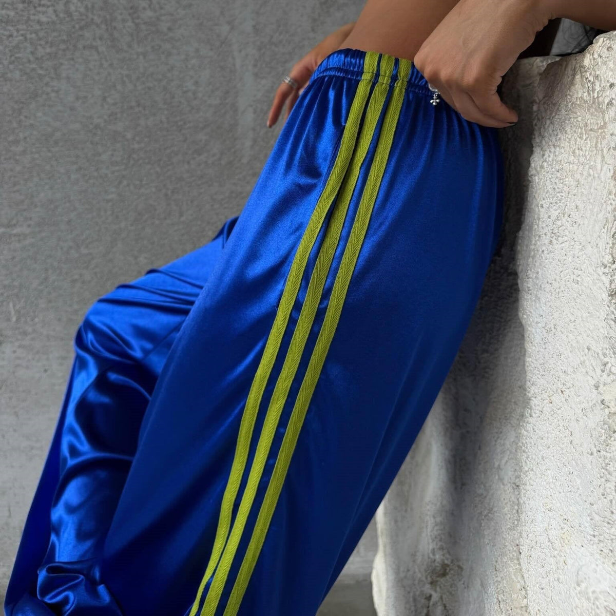 Casual Street-style Lace-up Three-stripe Pants