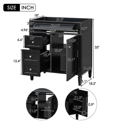 Bathroom Vanity With 2 Drawers And Tip-Out Drawer, Storage Cabinet
