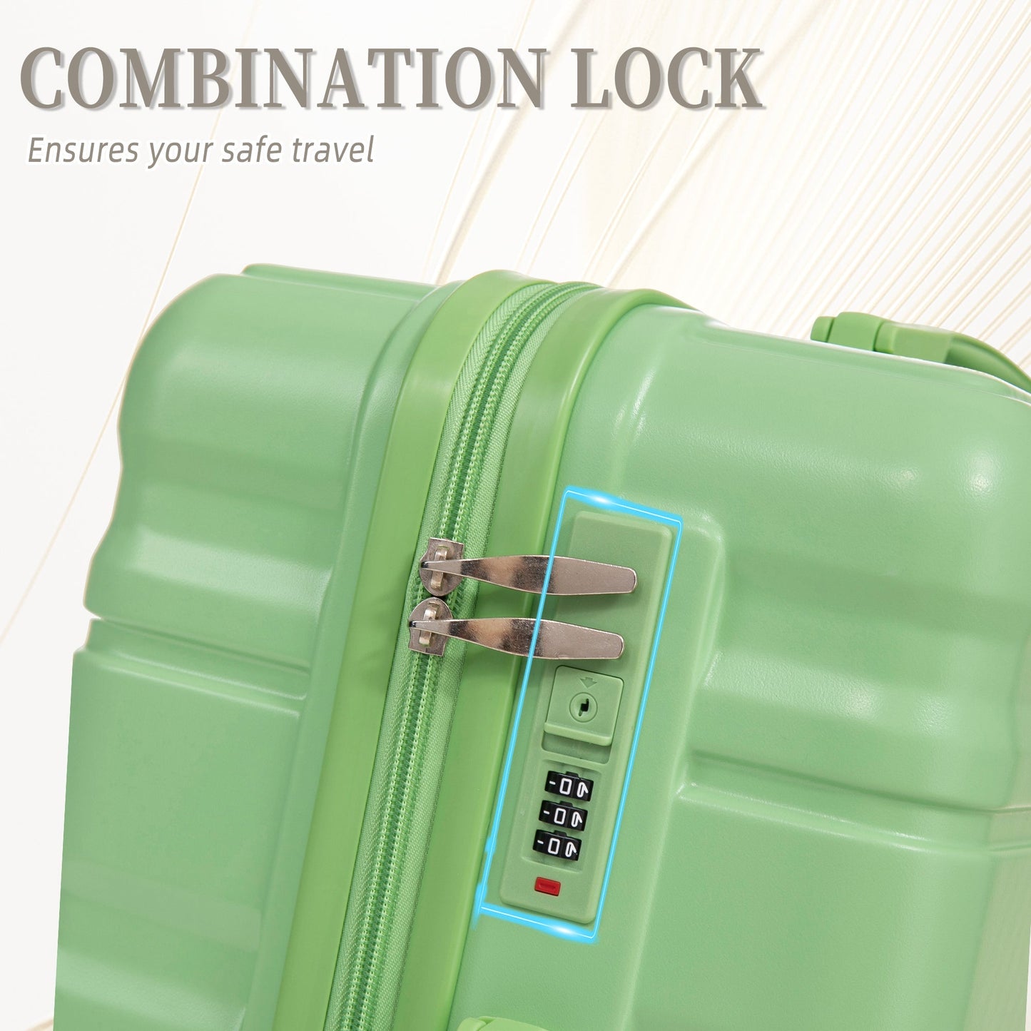 HIFINE Tourist 3-Piece Spinner Wheel Luggage Set in Green