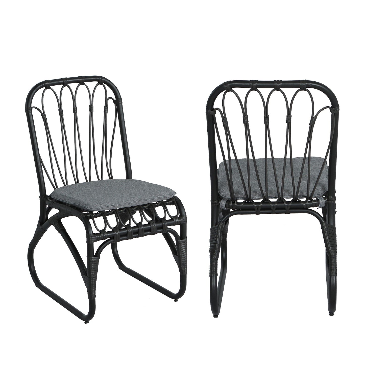 Outdoor Wicker Dining Chairs With Washable Cushions (Set of 2)