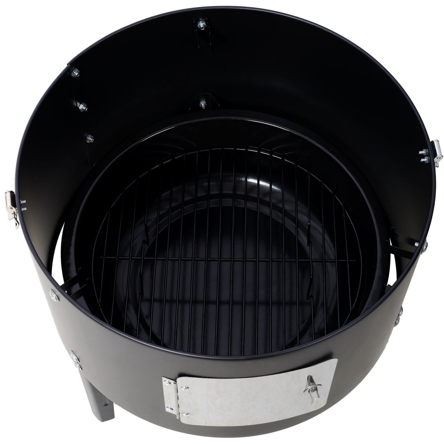 Heavy Duty Round Bbq Grill 17" Steel Charcoal Smoker For Outdoor Cooking - Black
