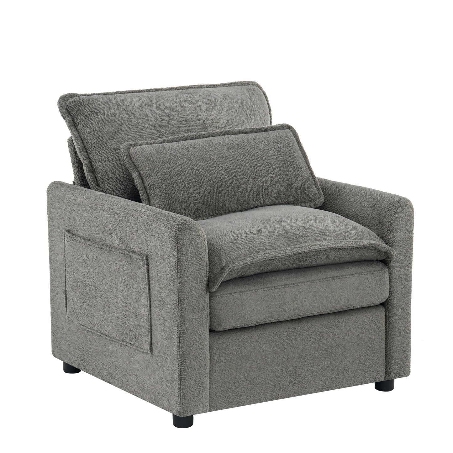 Modern Single Seat Accent Chair With Side Storage Pockets