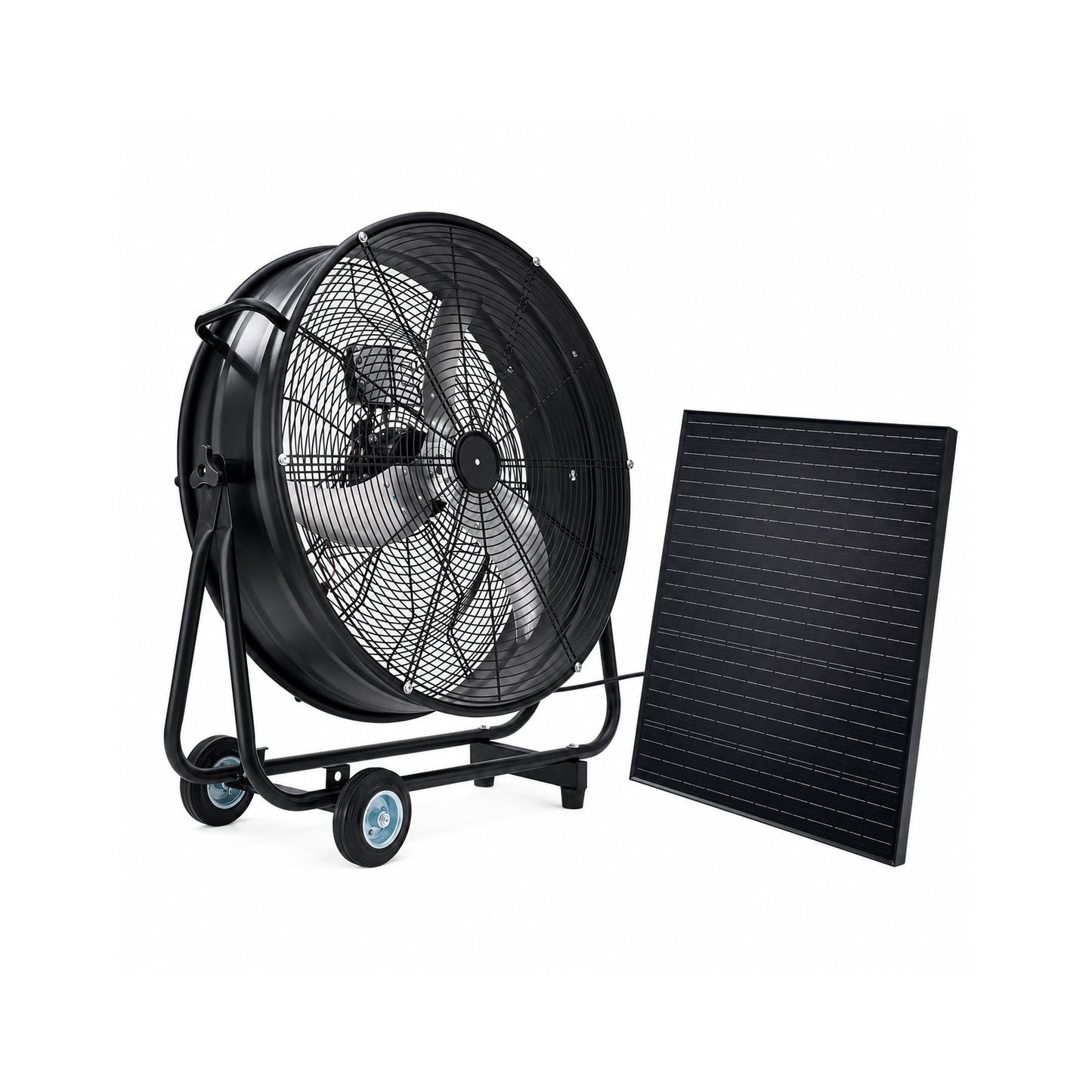30" Wheeled Solar Fan with 140W Adjustable Monocrystalline Solar Panel