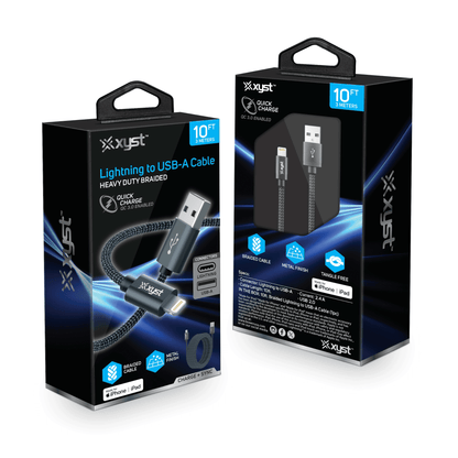 Xyst Charge and Sync USB to Lightning Braided Cable 10Ft