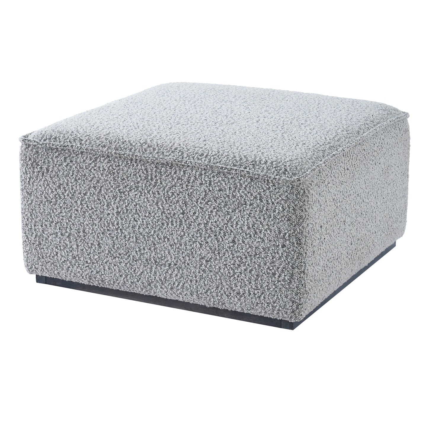 Square Upholstered Ottoman with Black-and-White Fabric