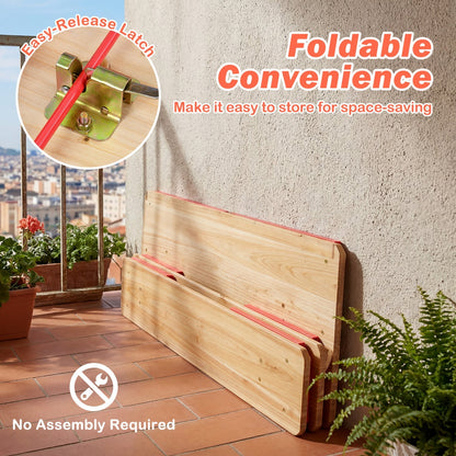 43.5 Inch Folding Kids Picnic Table & Bench Set No Assembly Wooden Toddler Table