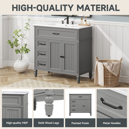Bathroom Vanity With Sink, Freestanding Cabinet & Drawers