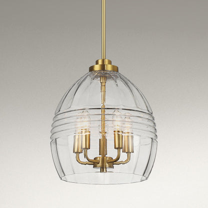 Zen Five Pendant Chain Hanging Light with Clear Glass - Satin