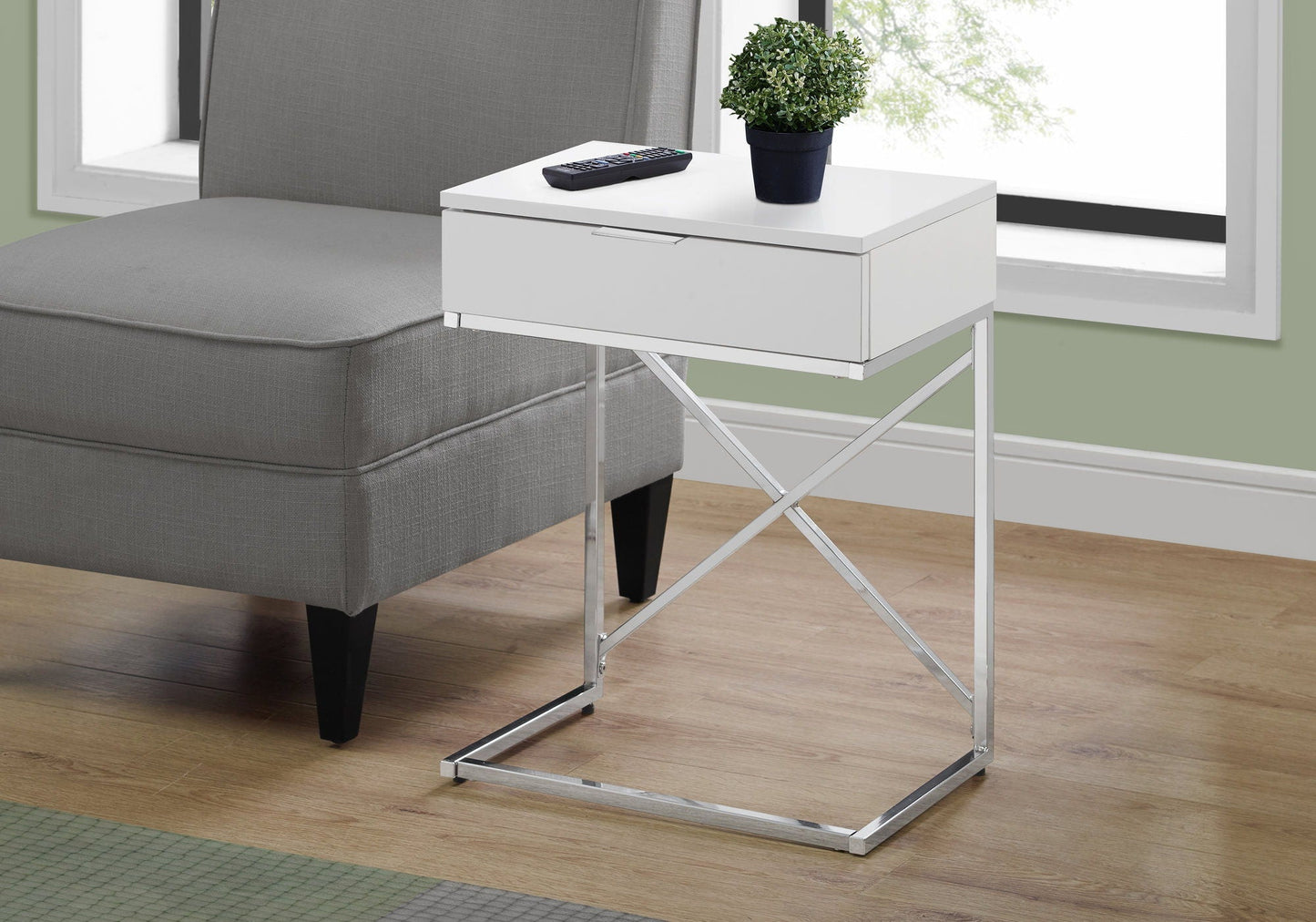Accent Side Table with Storage Drawer, Spacious Tabletop, Contemporary Design