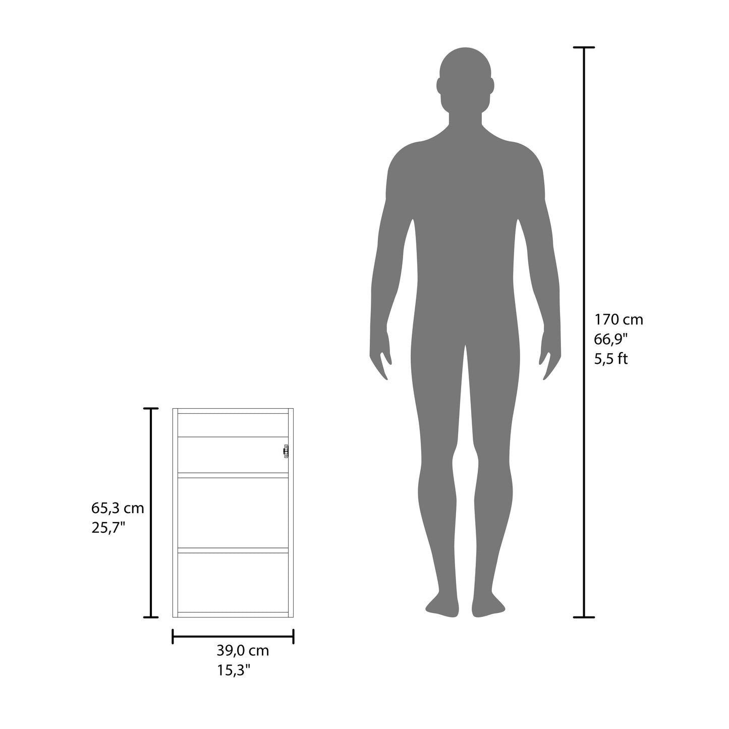 Medicine Cabinet 25.7" H, 1 Door, 3 Shelves, 1 Mirror