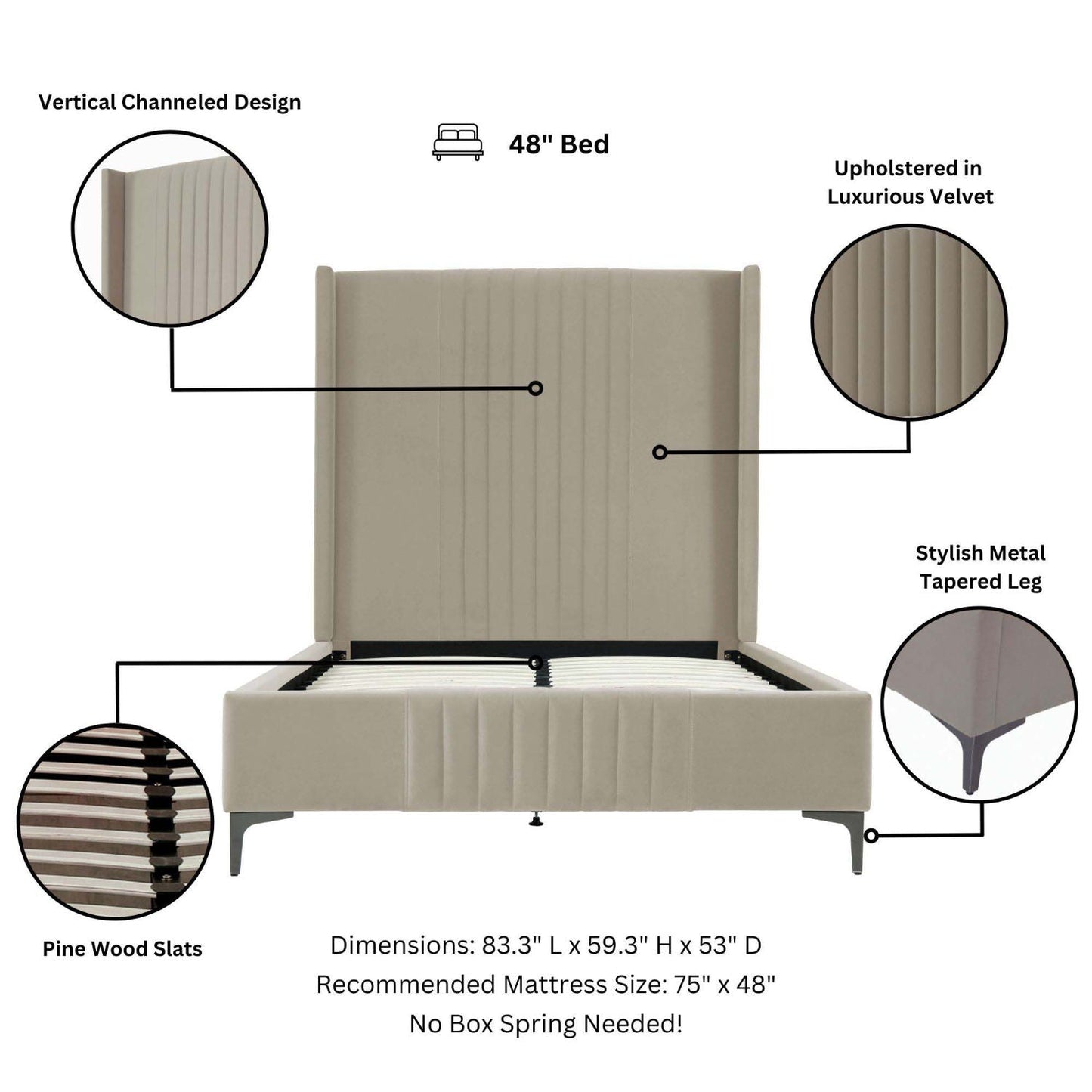 Promenade - Bed With Upholstered Headboard And Slats