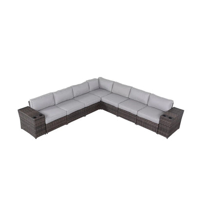 Modern Rattan Wicker Seating Group With Cushions