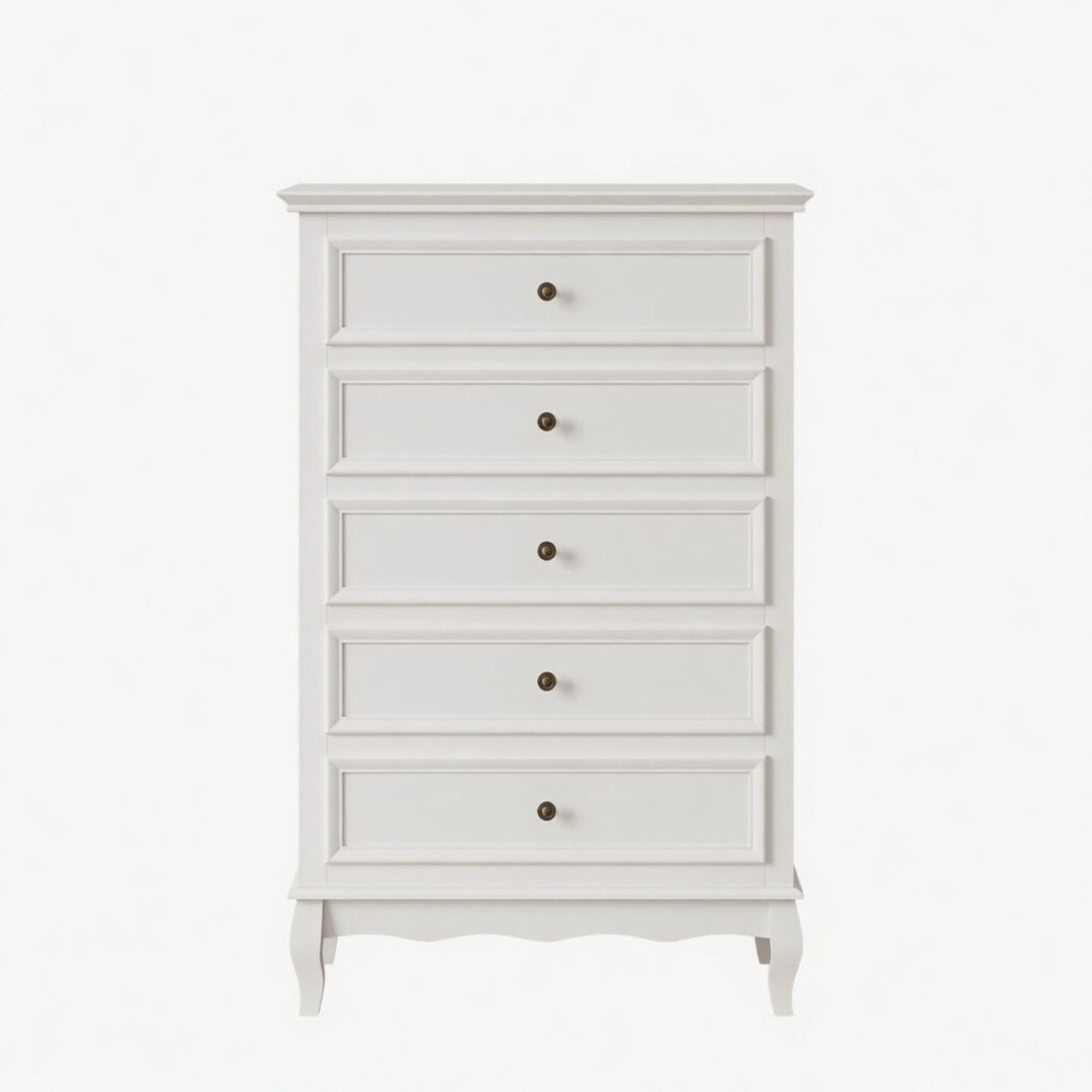 5 Drawer Tall Wide Chest Of Drawers - White