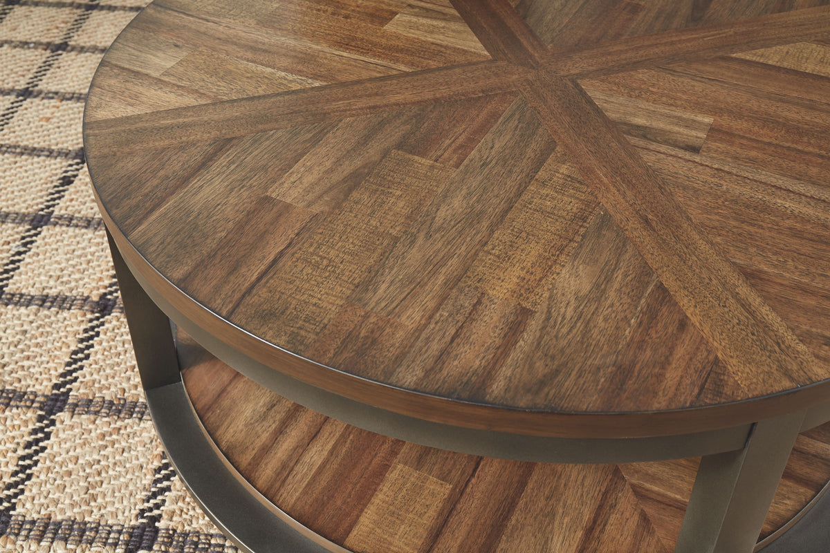 Roybeck - Occasional Table Set (Set of 3) - Light Brown / Bronze