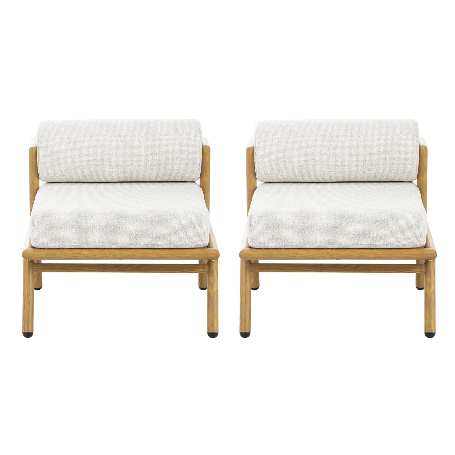 La Fiora Outdoor Patio Iron Club Chair (Set of 2) - Off White / Teak
