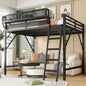 Full Size Loft Bed with Ladder and Storage Shelves