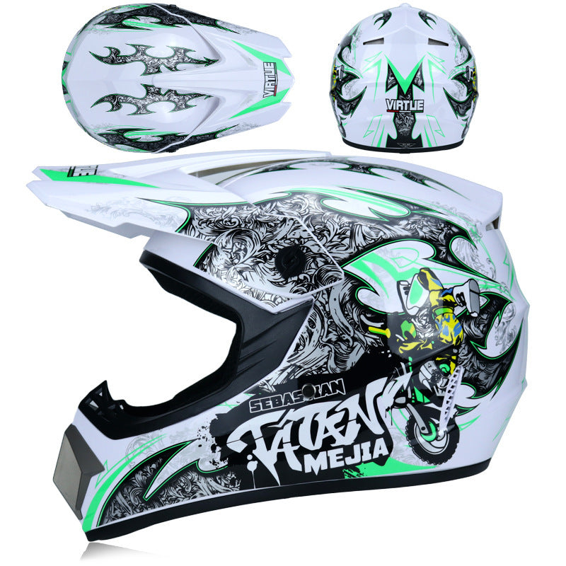 Youth Off-Road Motorcycle Helmet - [green] | Lightweight Motocross Full Face Shield for Dirt Bike & ATV