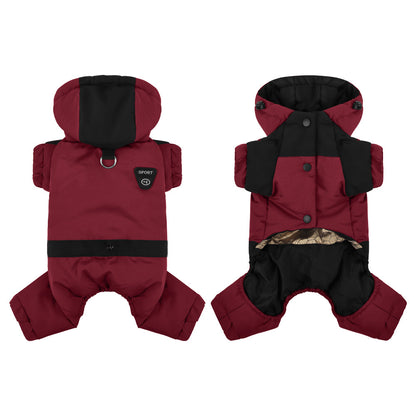 Water Resistant Dog Winter Coat, Graphene Thermal Warm Four Legged Dog Snow Jacket Hooded Pet Cold Weather Snowsuit, Windproof Padded Dog Clothes For Small Medium Dogs