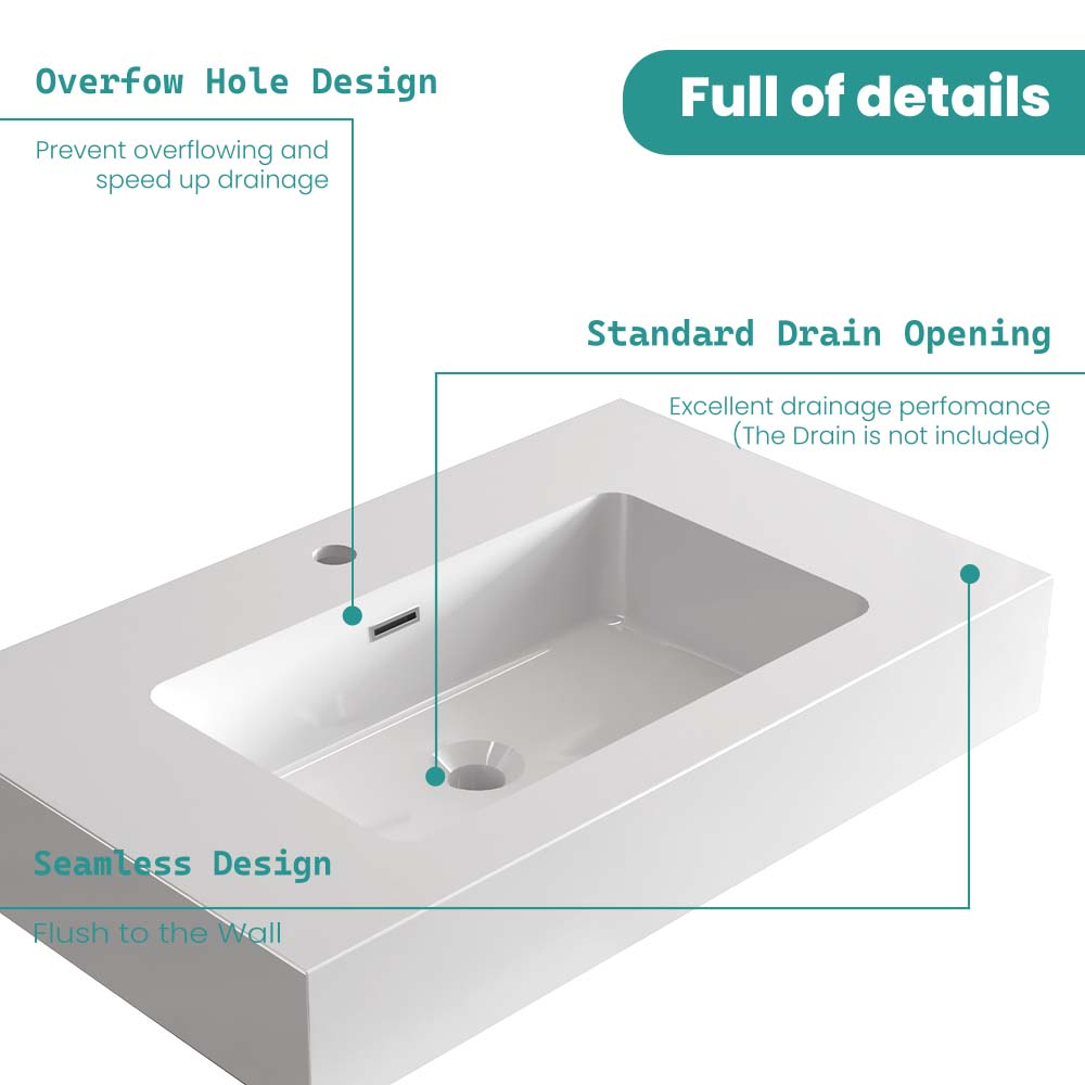 Glossy White Integrated Solid Surface Basin